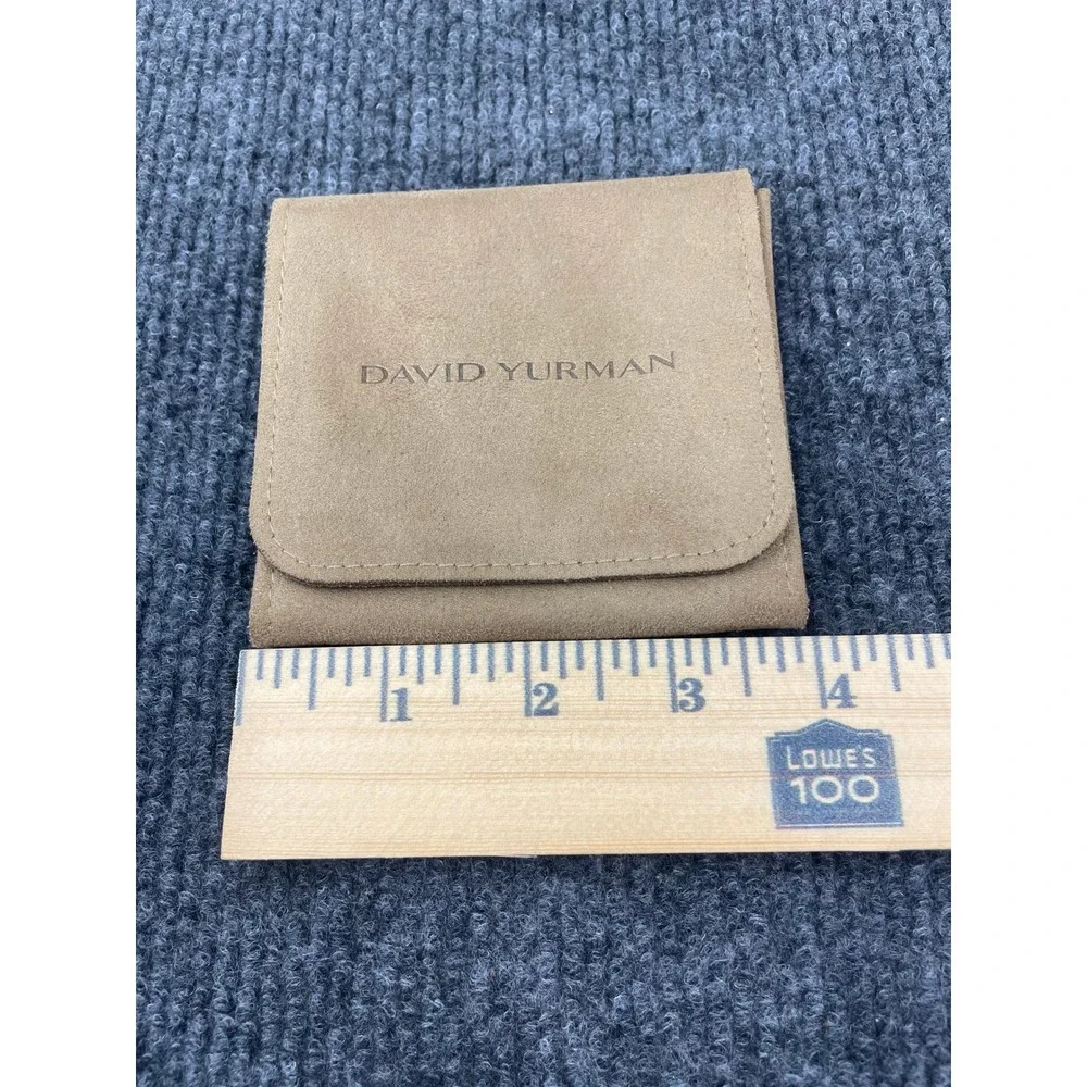 David Yurman Tan Faux Suede Jewelry Pouch Snap Closure Travel Case 3.5in Square